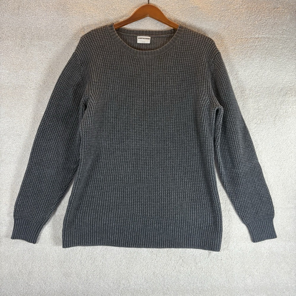 Candy & Caviar Wool Blend Waffle Knit Crew Neck Sweater‎ Grey Size Men's Large